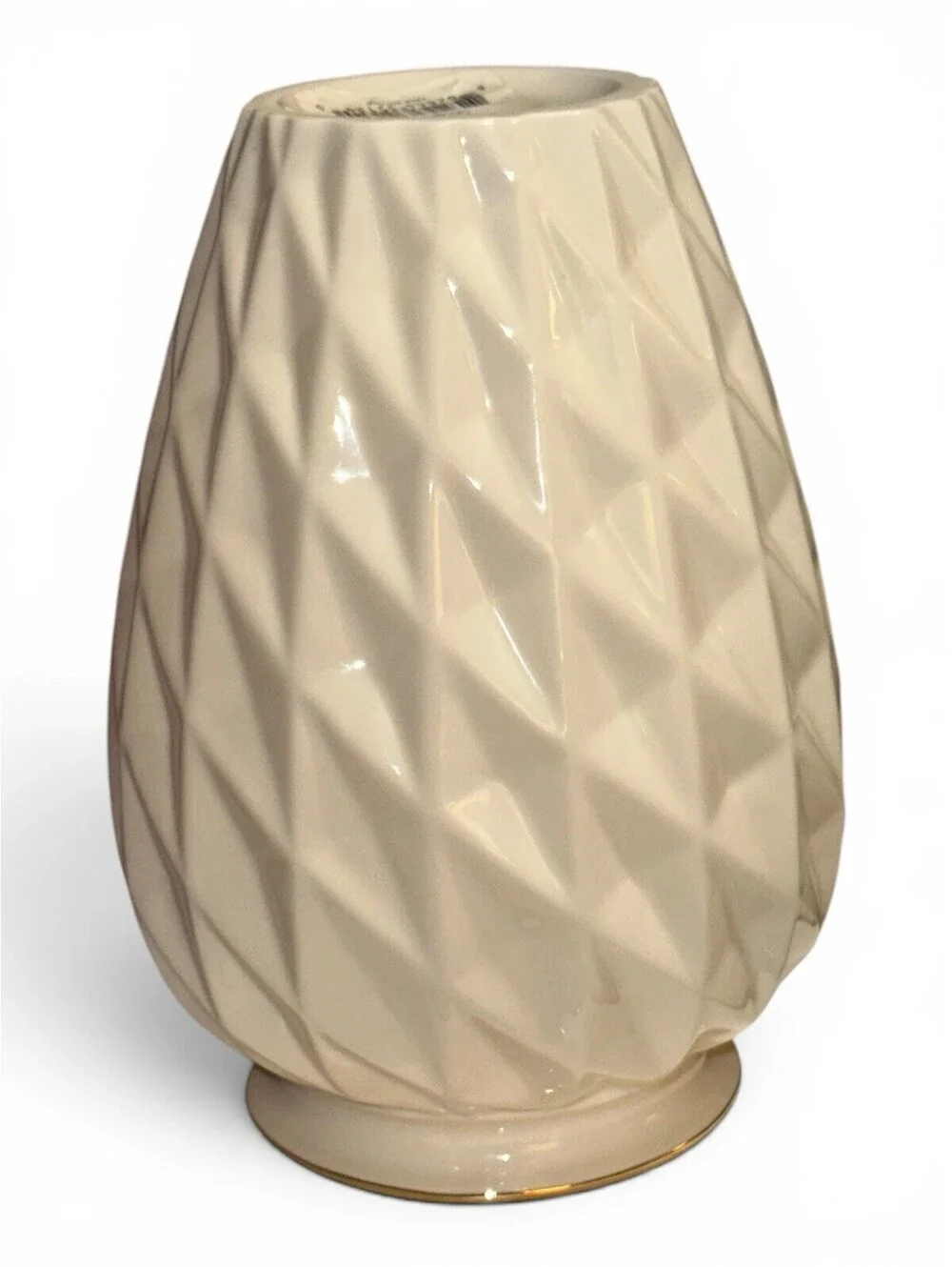 Vintage Lenox Ivory Lattice Spiral Swirl Vase with 24K Gold Rim 7
